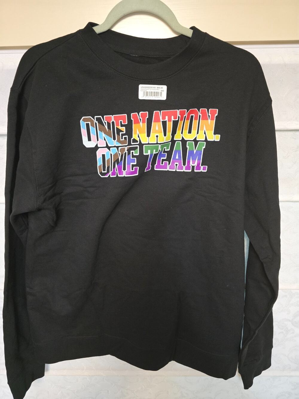 USA Soccer Pride Sweatshirt Mens Medium Black One Nation One Team USMNT New